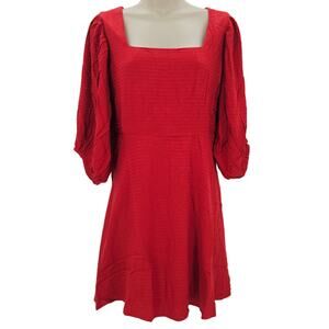 Band of the free Womans size M Josette Aurora Red Puff Sleeve Mini Dress Tie NEW